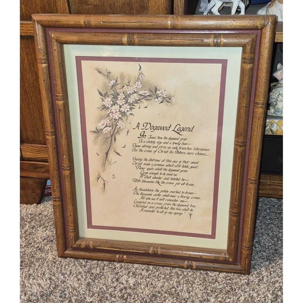 Vintage Home Interiors "A Dogwood Legend" Picture 16.5" x 13.5"